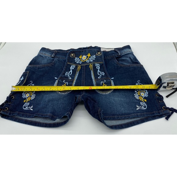 Octoberfest Women Denim Lederhosen Shorts Embroidered Bavarian Style Size 44 - Picture 5 of 12
